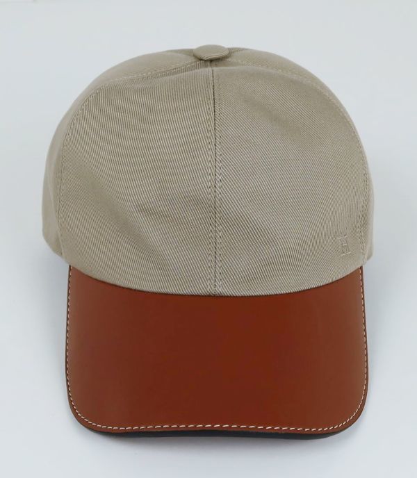 HERMES エルメス CASQUETTE HOMME RILEY COVER DE COTON レザー x