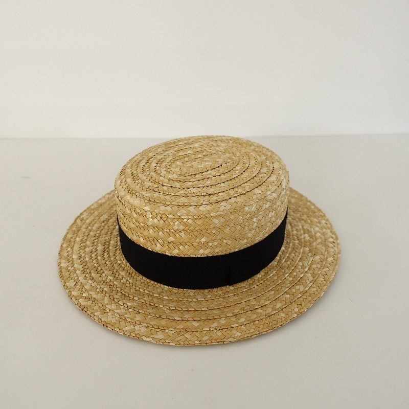 □【美品】石田製帽 *麦わら帽子*カンカン帽ナチュラルベージュ 
