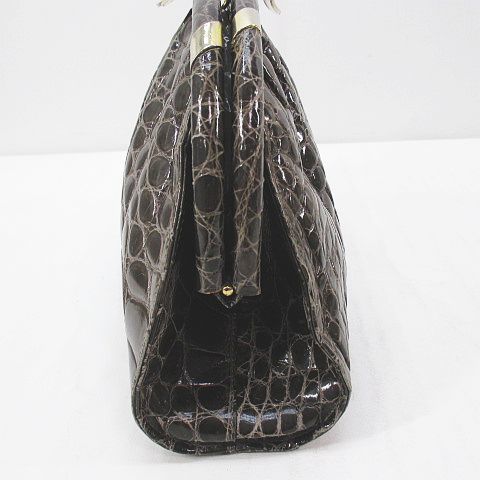 ドンナエリッサ クロコダイル ハンドバッグ 2way 鞄 Skin donna elissa ドンナエリッサ クラッチバッグ ガマ口 ブラウン クロコダイル レザー レディース