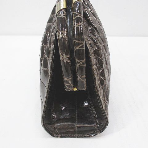 ドンナエリッサ クロコダイル ハンドバッグ 2way 鞄 Skin donna elissa ドンナエリッサ クラッチバッグ ガマ口 ブラウン クロコダイル レザー レディース