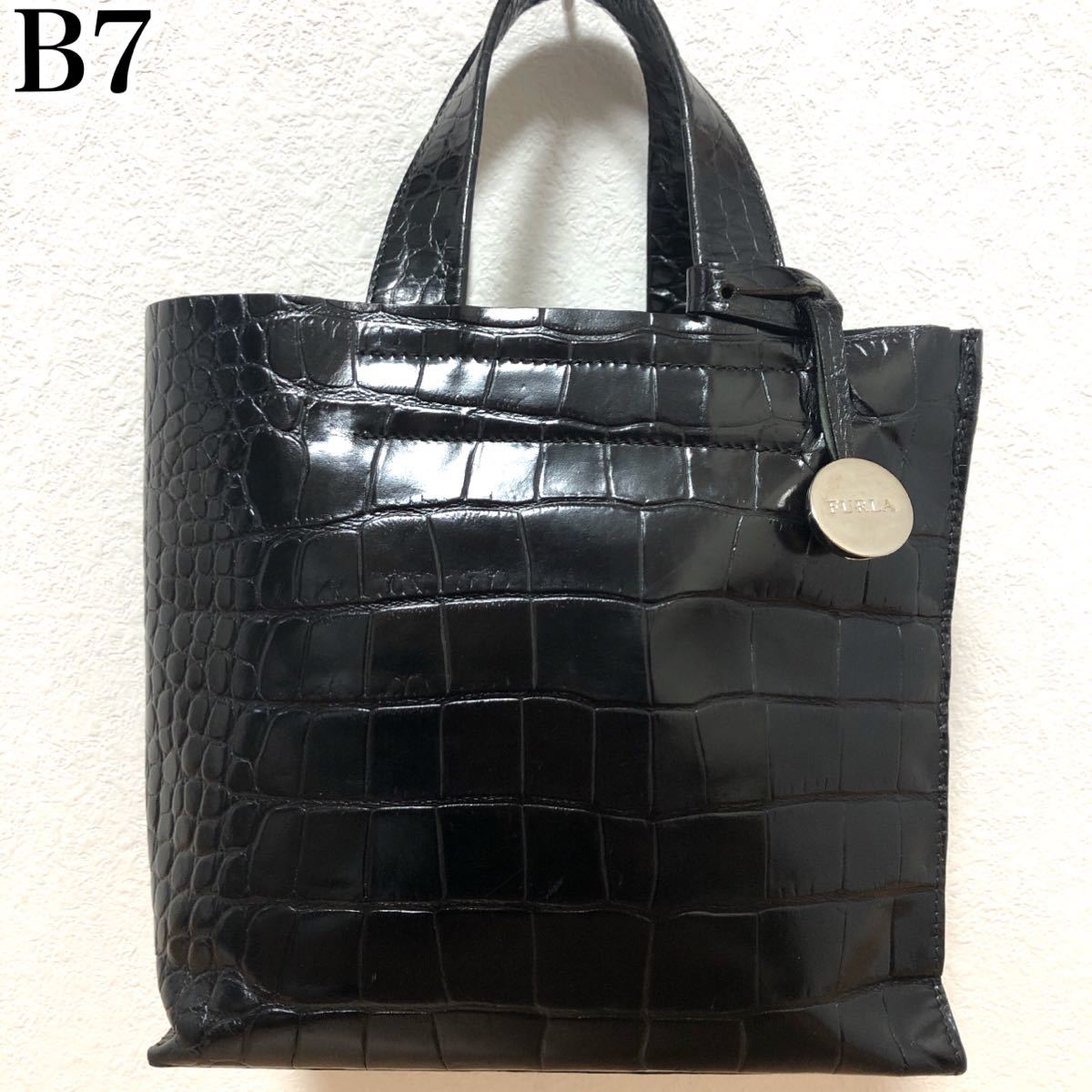 【数量限定，最新作】 FURLA men's 流行りのミニトート 高級クロコ型押し 本革レザー 黒 ハンドバッグ フルラメンズ カバン鞄バック ii(トートバッグ)｜売買されたオークション情報、yahooの商品情報をアーカイブ トートバッグ