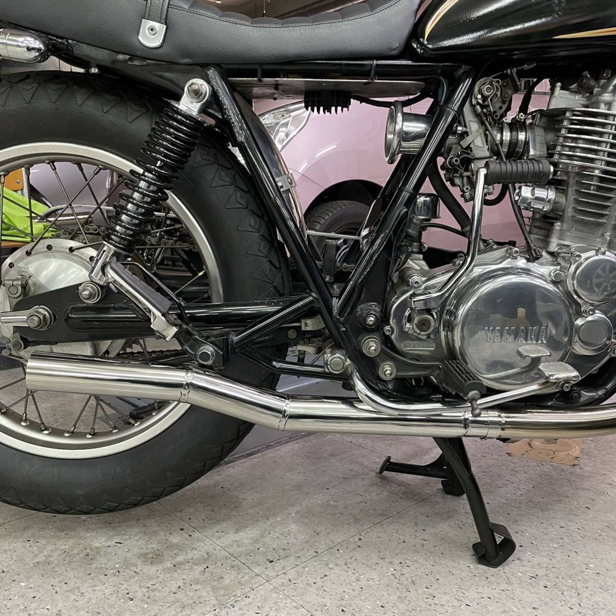 ワンオフSR400 ショート菅　ステンレス　スリップオン ワンオフ第3弾SR400 ステンレス鏡面仕上げショート菅 スリップオン
