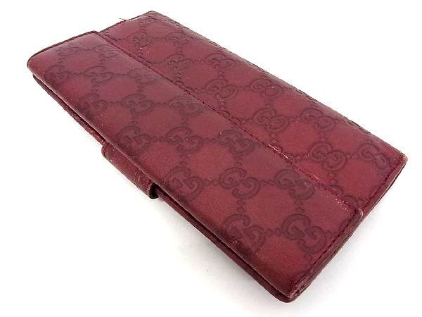 1円 GUCCI グッチ 203550 0416 レザー ハート Wホック 二つ折り 長財布