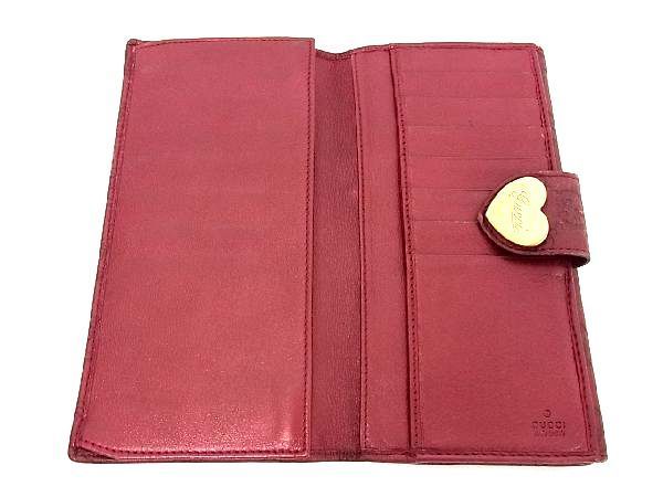 1円 GUCCI グッチ 203550 0416 レザー ハート Wホック 二つ折り 長財布  