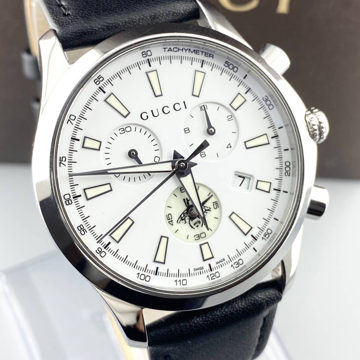 1円箱付】GUCCI グッチ 腕時計 メンズ BEE ビー クロノグラフ 126.4 G