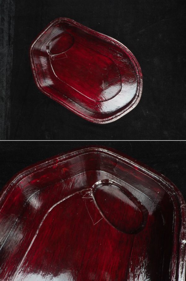 2T220513 書道具 中国 端州石硯 龍 仙人 立体 彫刻 桃形 縦31cm 横19.5