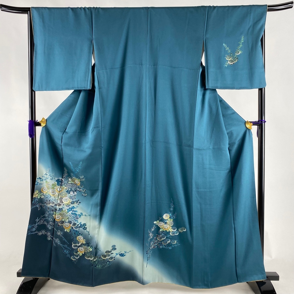 【新作，大得価】 付下げ 秀品 貝桶 草花 金銀彩 ぼかし 青緑 袷 162.5cm 62.5cm S 正絹(付下げ)｜売買されたオークション情報、yahooの商品情報をアーカイブ公開 - オークファン 付下げ