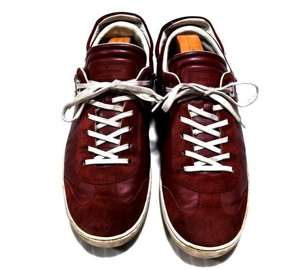★ルイビトン★LOUIS VUITTON★ロゴ入り＆ダミエ柄入りのお洒落なシューズ・レザーのスニーカー　９　※２７～２７．５