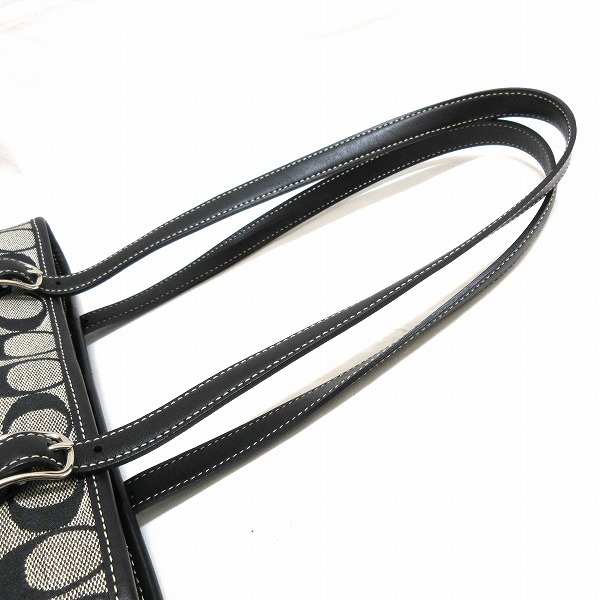 コーチ シグネチャー 6612 ブラック×グレー バッグ トートバッグ ハンドバッグ レディース 美品☆0319 シグネチャー コーチ トートバッグ バケツ型トートバッグ 肩掛けショルダーバッグ ブラック系×グレー