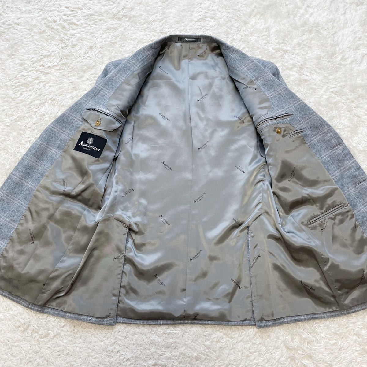 極美品【極上カシミヤ100%】アクアスキュータム Aquascutum チェック柄