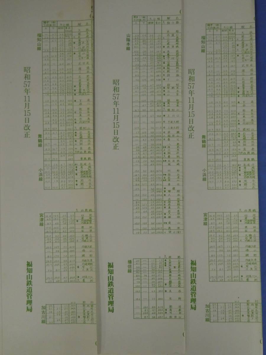 2-99＊ダイヤグラム 福知山線・支線列車ダイヤ 昭和57年11月15日改定 福知山鉄道管理局 他 運行図表 まとめ売り (ogaa)