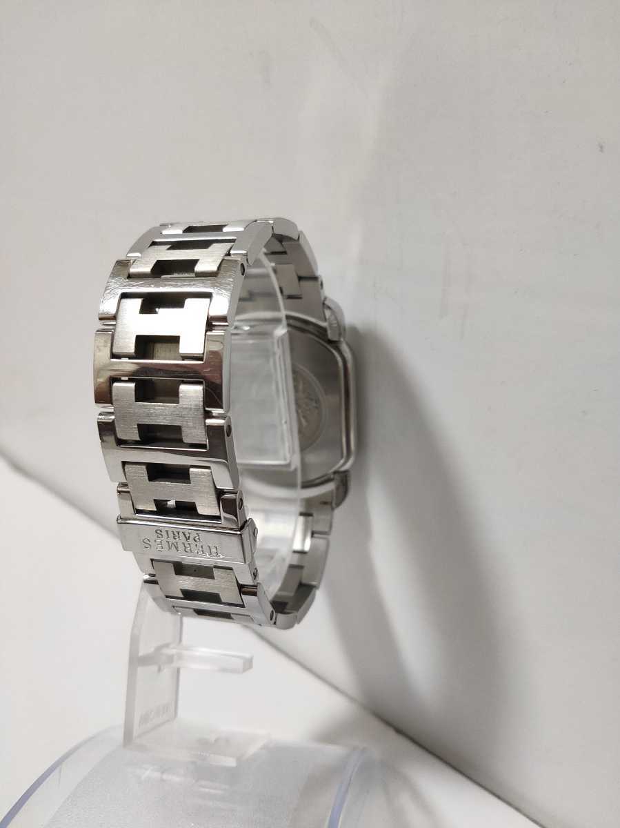 美品 HERMES エルメス RA1.810 ラリー スモセコ Hロゴブレス コマ2/箱付 QZ メンズ腕時計 動作未確認 RA1.810 クォーツ エルメス ホワイト アラビア文字盤 スモセコ