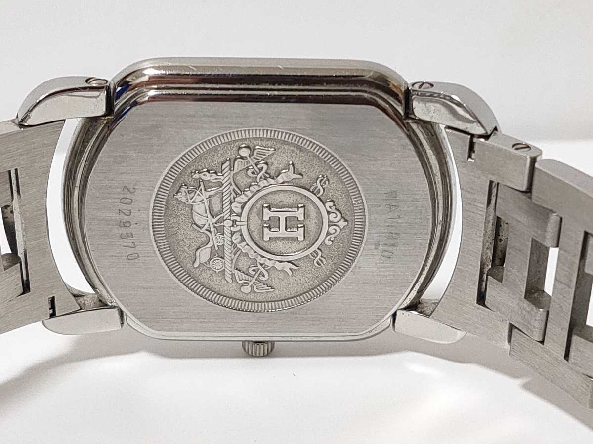 美品 HERMES エルメス RA1.810 ラリー スモセコ Hロゴブレス コマ2/箱付 QZ メンズ腕時計 動作未確認 RA1.810 クォーツ エルメス ホワイト アラビア文字盤 スモセコ