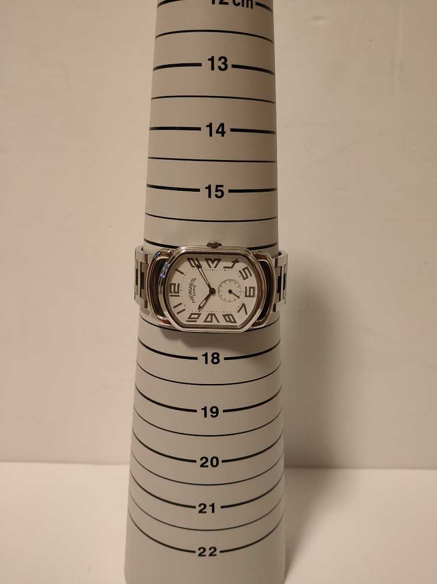 美品 HERMES エルメス RA1.810 ラリー スモセコ Hロゴブレス コマ2/箱付 QZ メンズ腕時計 動作未確認 RA1.810 クォーツ エルメス ホワイト アラビア文字盤 スモセコ