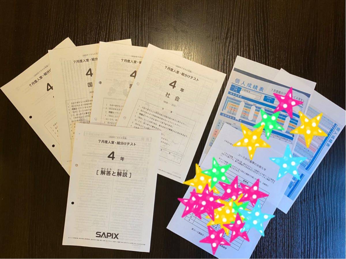 4年 7月】SAPIX 4年生 7月度入室・組分けテスト 2020年 コース分け基準