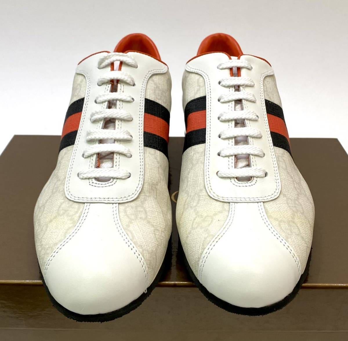未使用 GUCCI GGスプリーム MENS シェリーライン ローカットスニーカー 