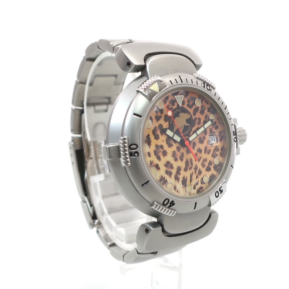 HUNTING WORLD 自動巻き 腕時計 レオパード柄 美品 稼動品 1円スタート HUNTING WORLD ハンティングワールド メンズ