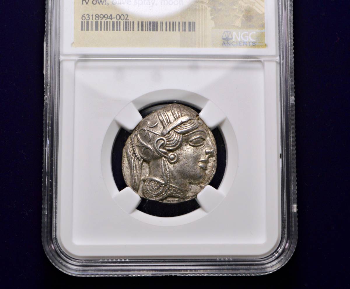 古代ギリシャ アッティカ フクロウ BC440-404 テトラドラクマ 銀貨 NGC 