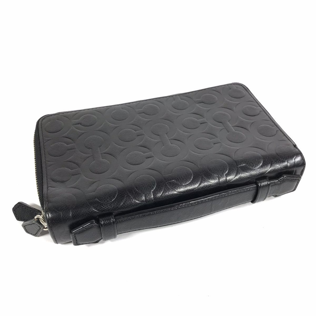 コーチ】本物 COACH トラベルケース 黒 オプアート C総柄 