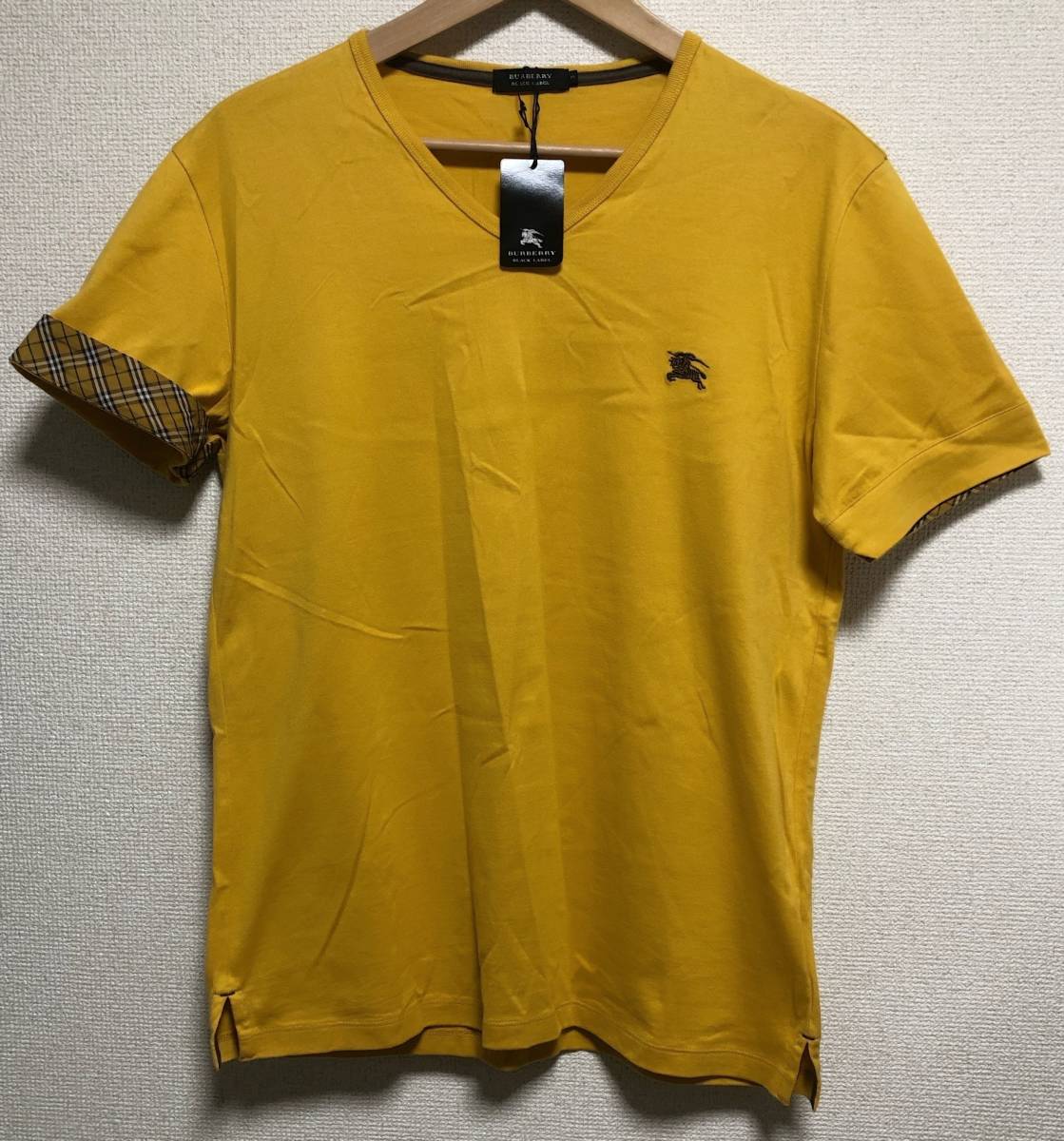 未使用 タグ付き サイズ3 バーバリーブラックレーベル Vネック チェック Tシャツ カットソー BURBERRY BLACK LABEL