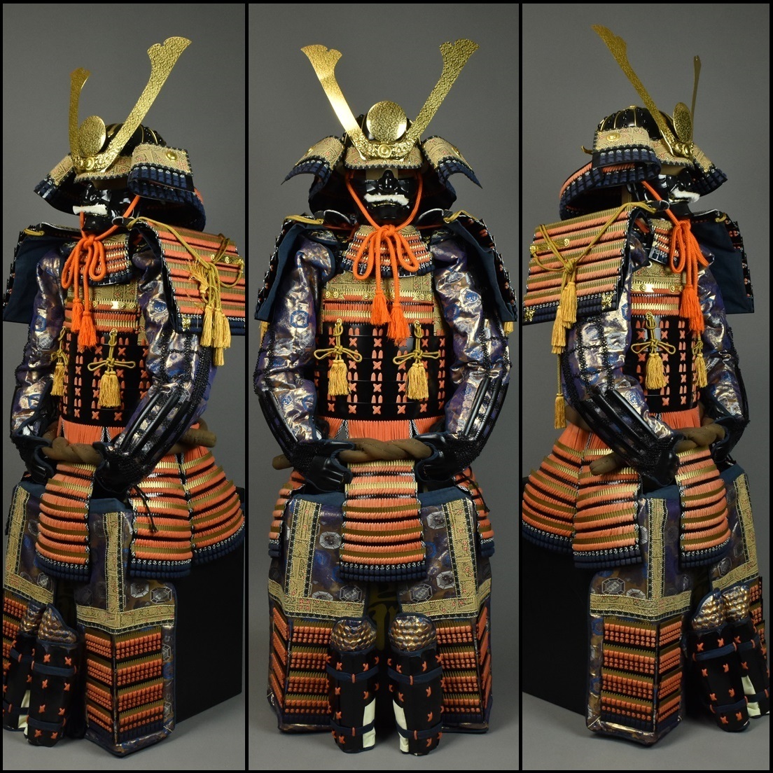 等身大 甲冑 鎧兜一式 鎧櫃付 鎧立付 高さ約158cm KK22-0508 【公式通販】