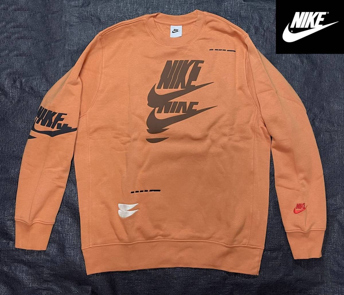  XL ナイキ スウェット トレーナー NIKE レトロ オレンジ 茶 刺繍 プリント スウッシュ ゆったり フリース トップス 正規品 メンズ(トレーナー)｜売買されたオークション情報、yahooの商品情報を 男性用