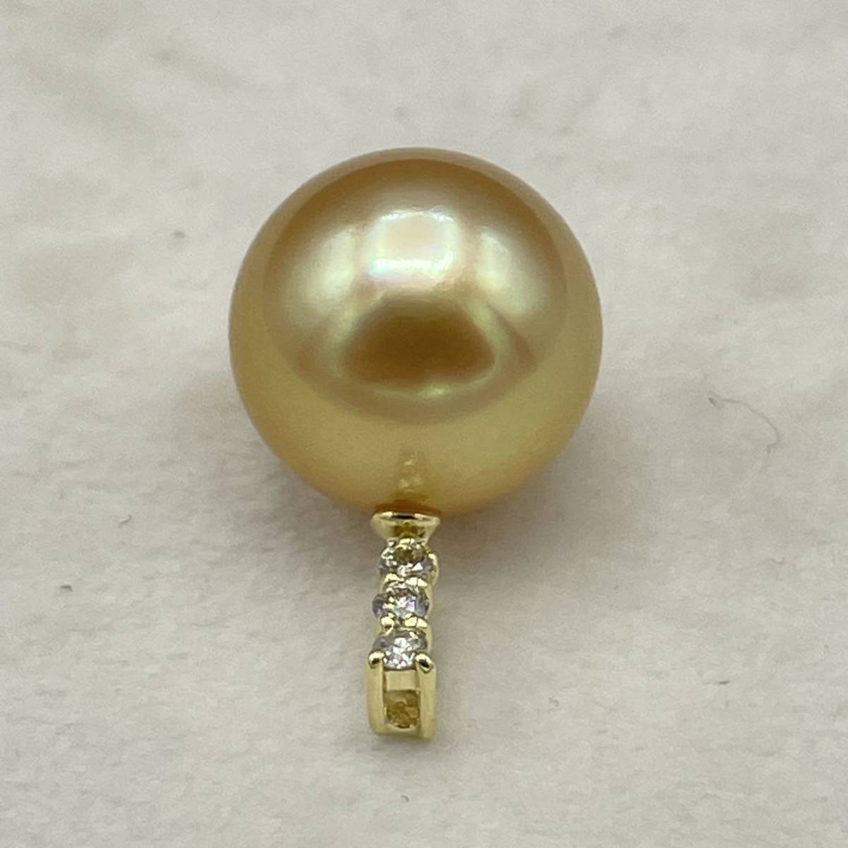 K18 天然 18金 真珠 K18天然ナチュラル南洋ゴールドパール(特大13、0mm 