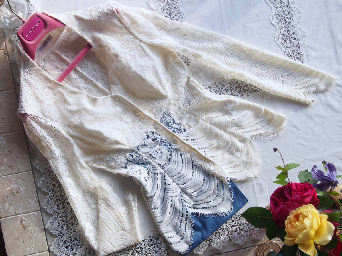 イタリア製*nara camicie*絶品お勧め*28，900円 立体激美形アレンジ品*豪華総レースブラウス＊アイボリーホワイト*ナラカミーチェ0*伸縮美SM NARACAMICIE Etsy - ブラウスll CAMICIEナラカミーチェ ブランド買取ブラン