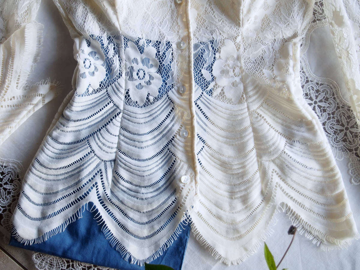 イタリア製*nara camicie*絶品お勧め*28，900円 立体激美形アレンジ品*豪華総レースブラウス＊アイボリーホワイト*ナラカミーチェ0*伸縮美SM NARACAMICIE Etsy - ブラウスll CAMICIEナラカミーチェ ブランド買取ブラン