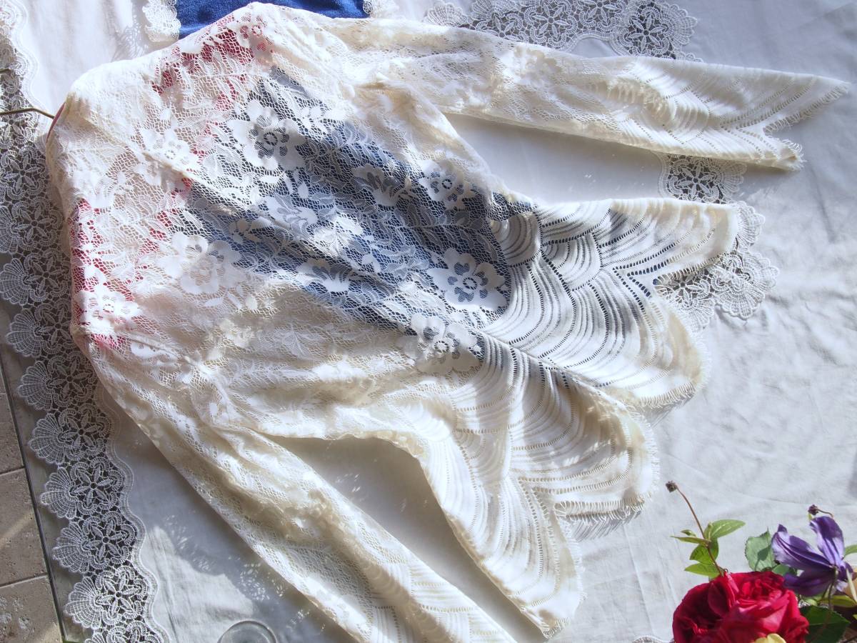 イタリア製*nara camicie*絶品お勧め*28，900円 立体激美形アレンジ品*豪華総レースブラウス＊アイボリーホワイト*ナラカミーチェ0*伸縮美SM NARACAMICIE Etsy - ブラウスll CAMICIEナラカミーチェ ブランド買取ブラン