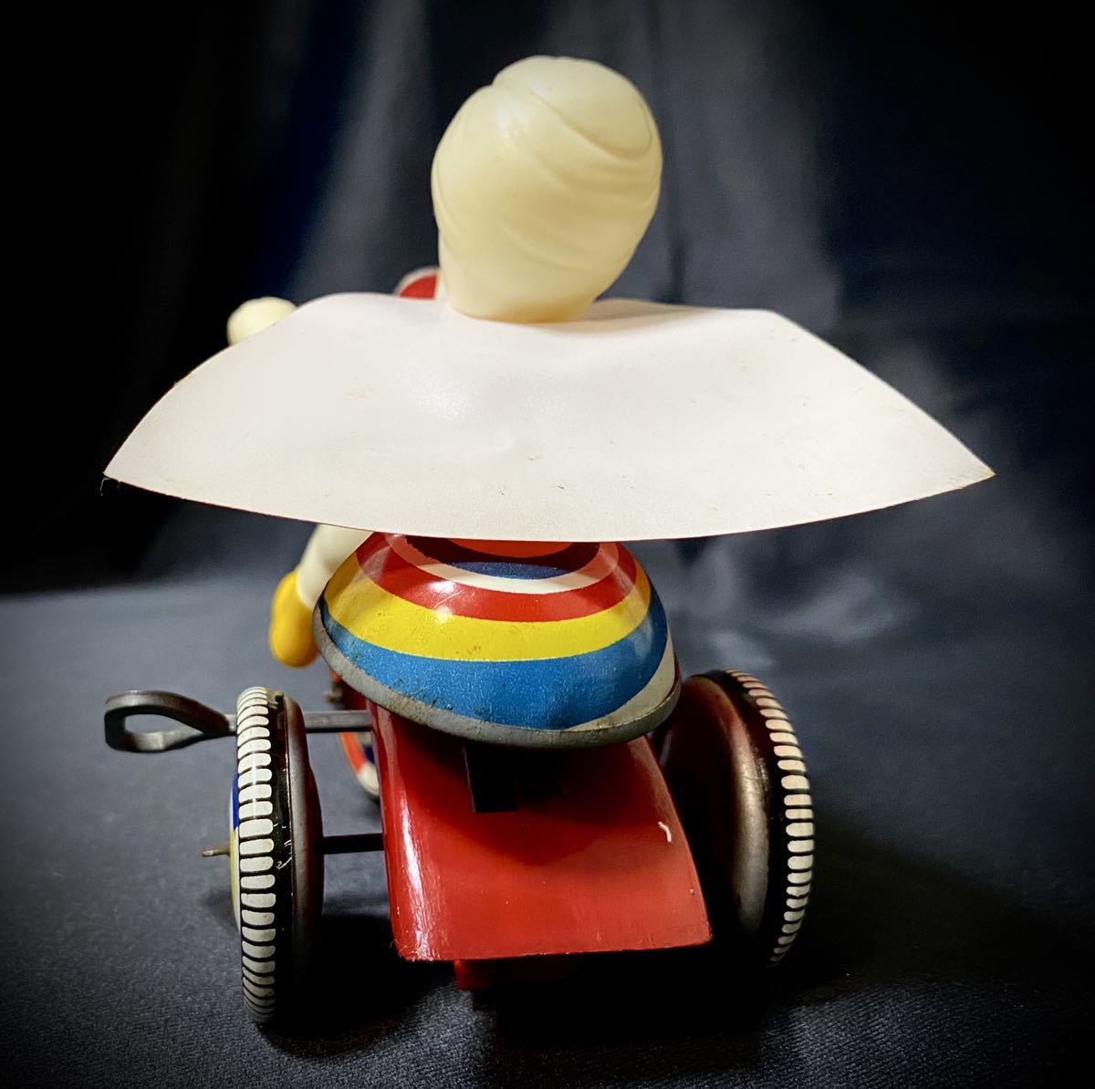 中古】当時物ツクダオリジナル 月光仮面 三輪車 ブリキ ソフビ  