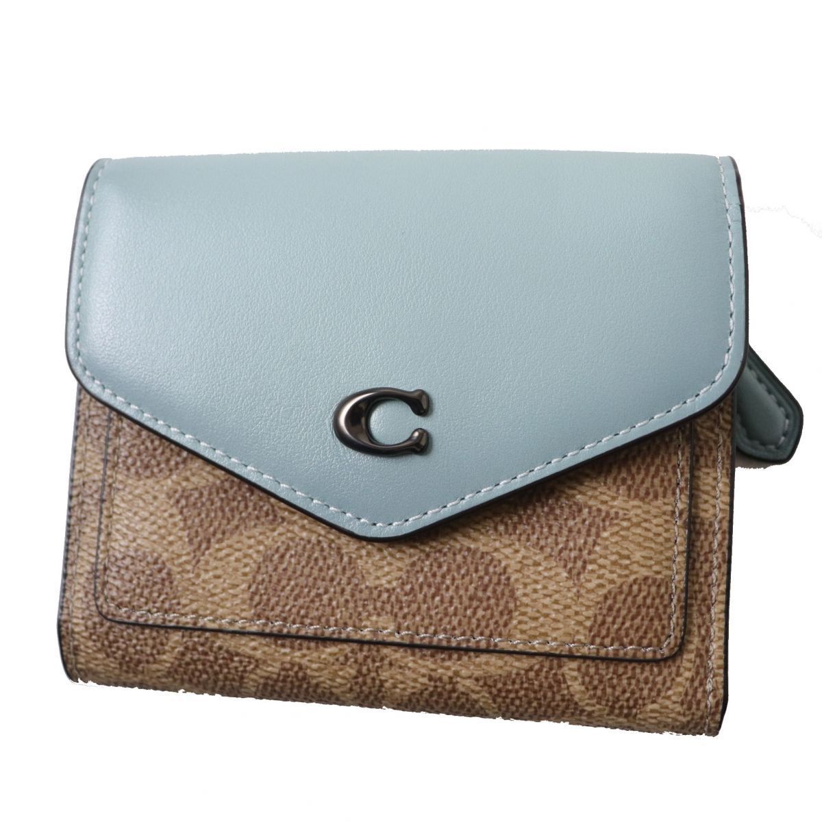 未使用◎2022年新作 COACH コーチ C2329 NEW ウィン スモール ウォレット カラーブロック シグネチャー キャンバス ライトブルー保管袋付き