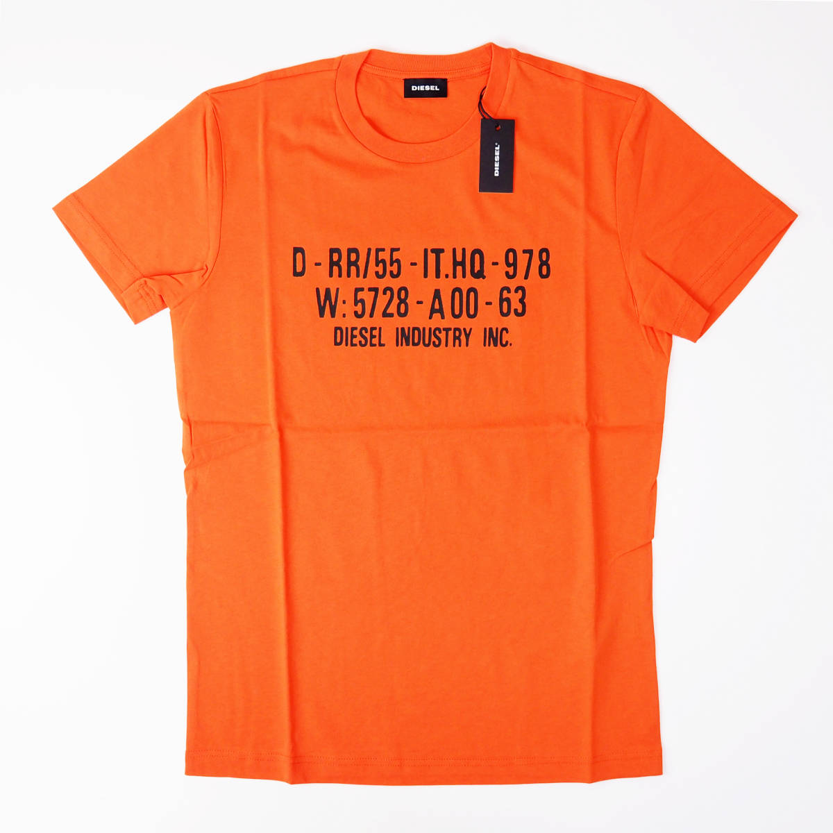 新品正規品 DIESEL ディーゼル T-DIEGO-S2 半袖 丸首 クルーネック バックロゴ ナンバリング ブランドロゴ Tシャツ オレンジ XL