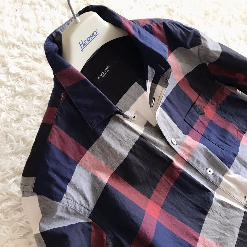 BLACKLABEL CRESTBRIDGE】紺 赤チェック 長袖シャツ 2 ブラック