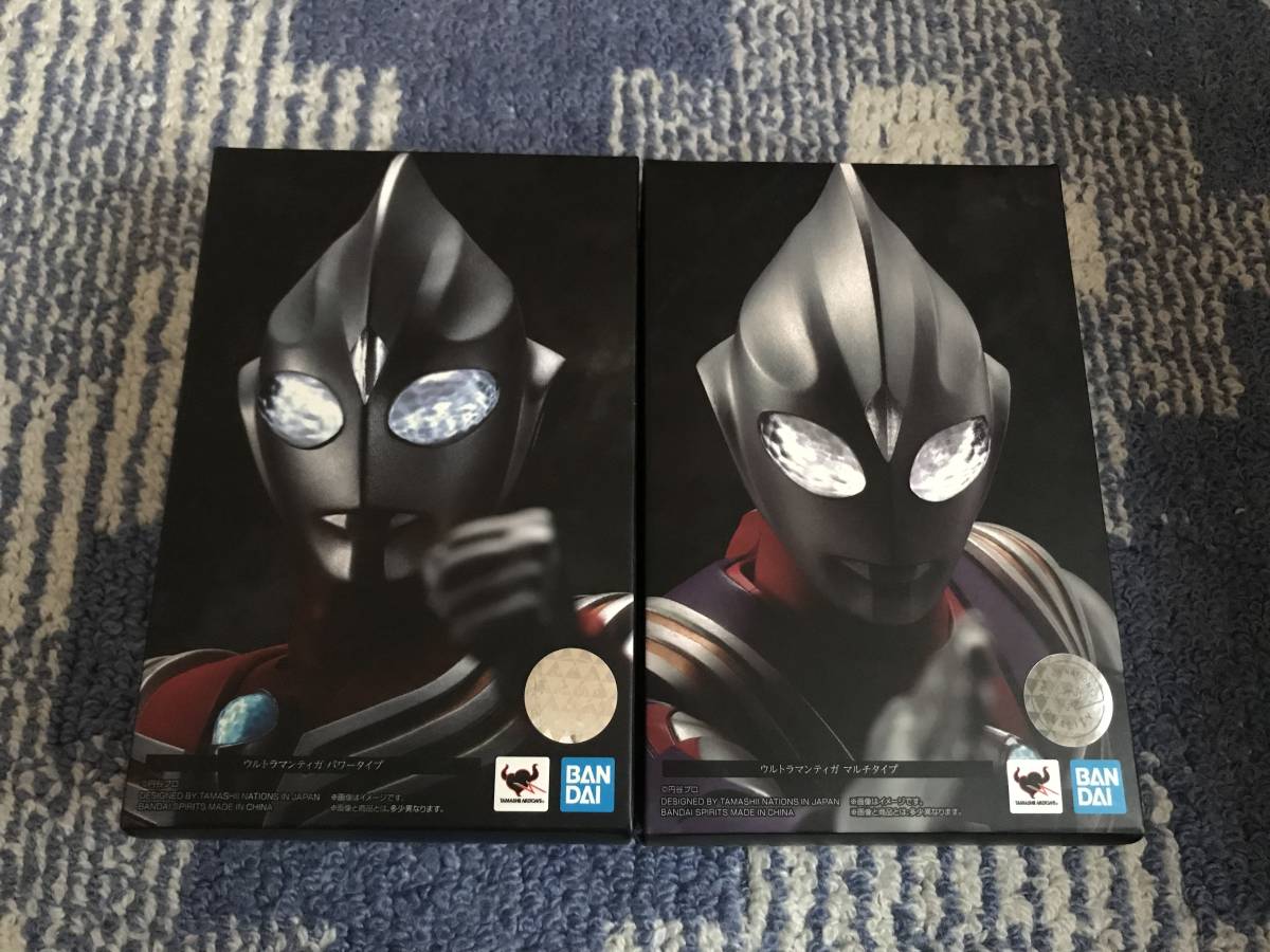 新品・未開封★S.H.Figuarts フィギュアーツ (真骨彫製法) ウルトラマンティガ マルチタイプ(5月再販分)＋パワータイプ 2点セット