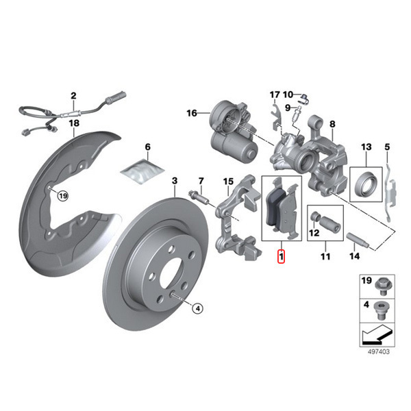 JURID製 BMW X1/F48 sDrive18i xDrive20i xDrive25i リア/リヤ ブレーキパッド/ディスクパッド 左右セット 34216859917 34216860403