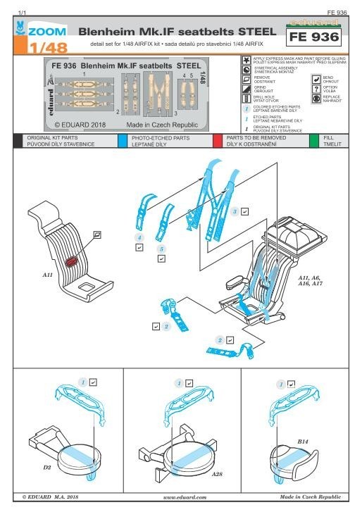 エデュアルド ズーム1/48FE936 Bristol Blenheim Mk.IF seatbelts for Airfix kits_2