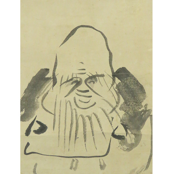 B-2351【真作】仙厓義梵 肉筆紙本 寿老人画賛 掛軸／臨済宗 博多