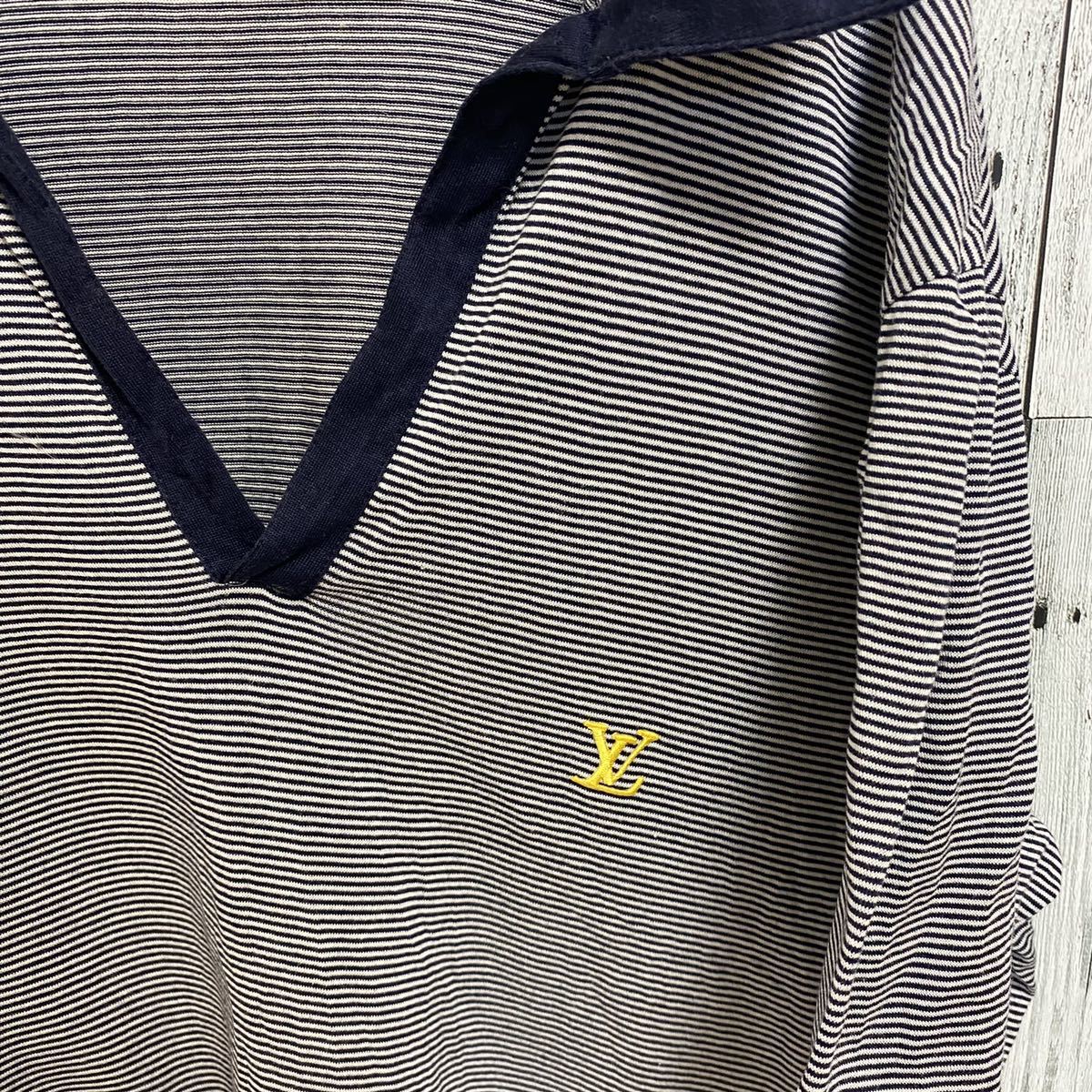 入手困難】ルイヴィトン ワンポイント 刺繍 ボーダー ポロシャツ M(M