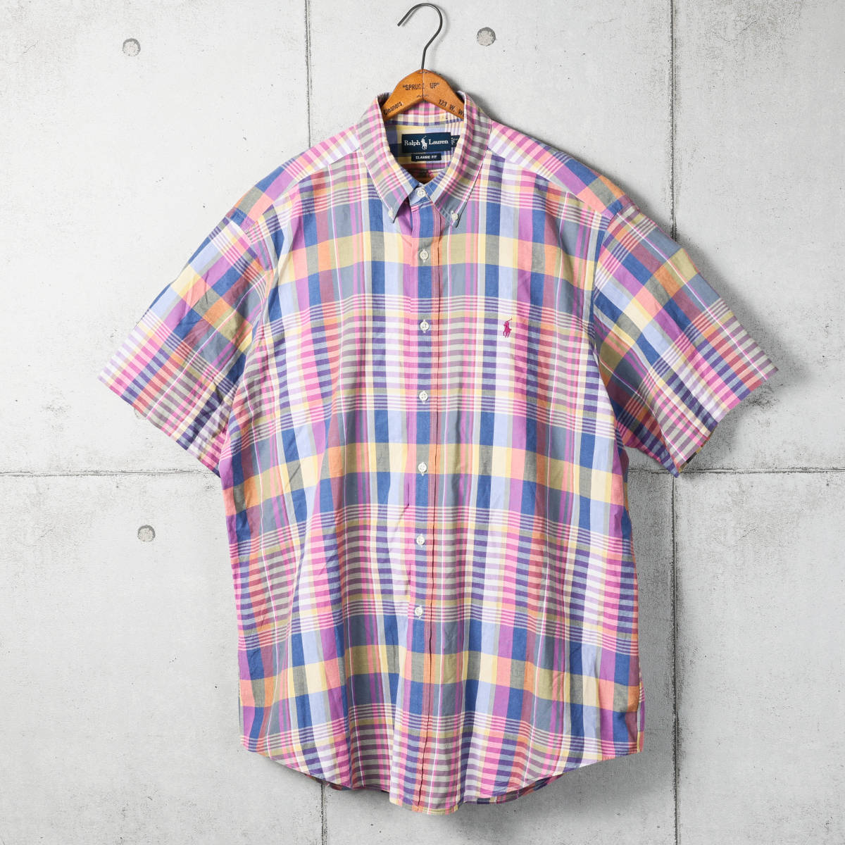 Poloラルフローレン◇マドラスチェック半袖B.Dシャツ◇ブルー×パープル 