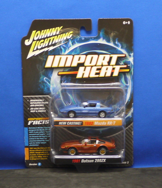 1/64 ジョニーライトニング 1982 マツダ RX-7 ライトブルーメタリック / 1981 ダットサン 280ZX オレンジミストメタリック 2台セット ●