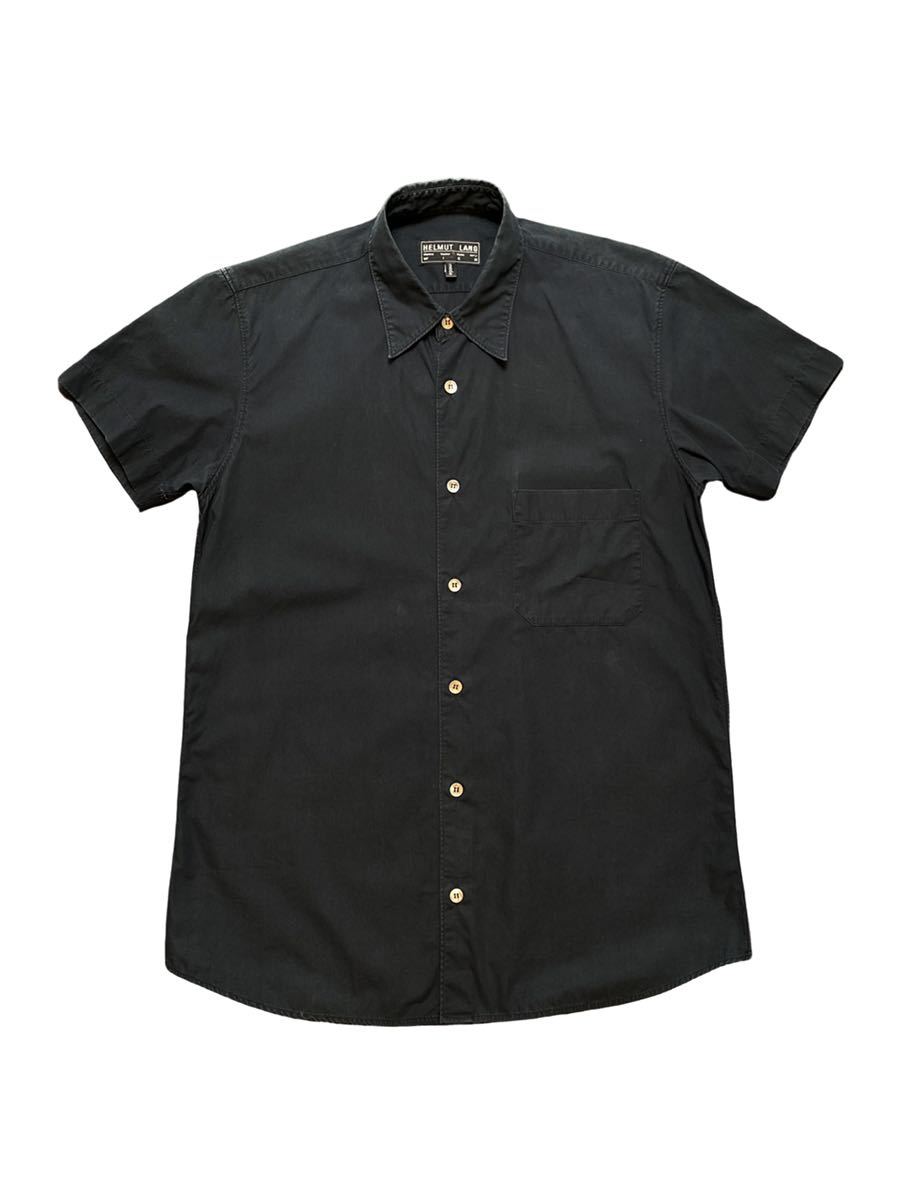 【稀少】HELMUT LANG ヘルムートラング　アーカイブ　本人期　初期タグ　ウィーンタグ　1990初期　半袖シャツ　スミクロ　サイズ48