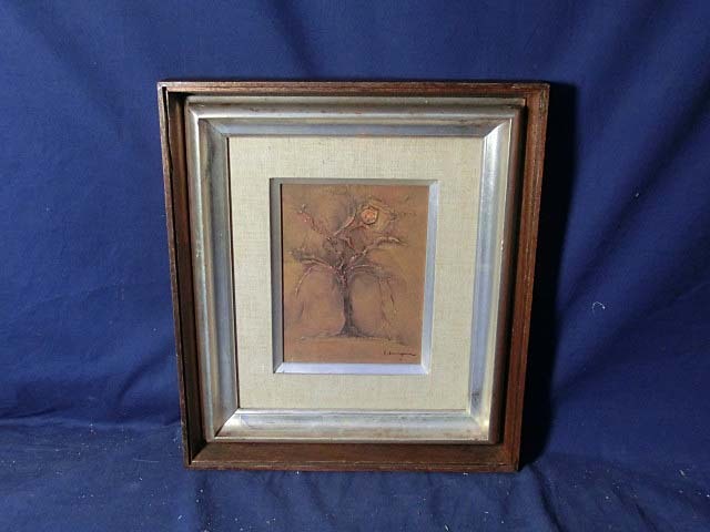 480427 油彩 熊川昭典 作 「秋の木」（F0）佐賀県出身・画家・個展出品作