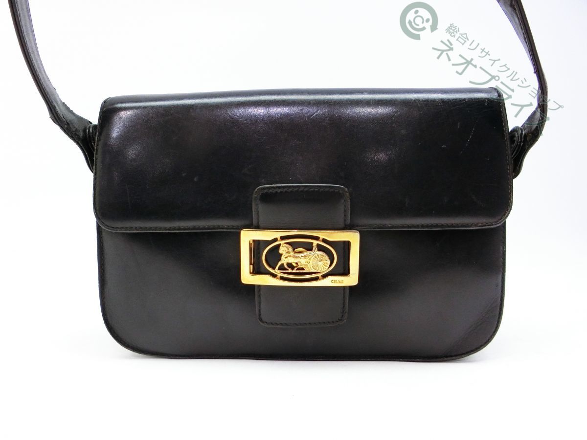 Hedy CELINE オールド セリーヌ 馬車金具 ショルダーバッグ ブラック