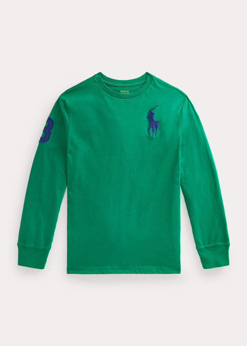 新品タグ付き Ralph Lauren ラルフローレン ビッグポニー Big Pony コットン 長袖Tシャツ Boys XL (18/20 メンズ M 相当) 170cm 緑