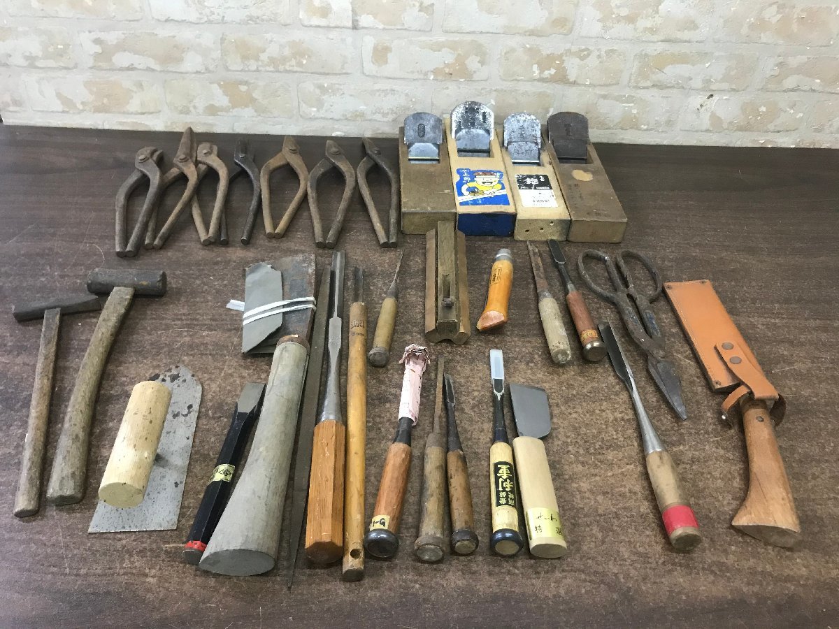 ☆中古品☆ 大工道具 まとめ 鑿 鉋 のこぎり 源 玄翁 鋏 千吉 吉光
