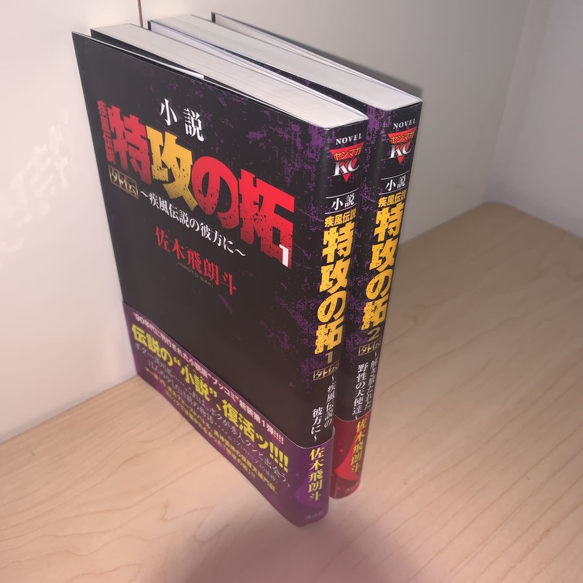 初版 帯付き 2冊セット】佐木飛郎斗 小説 疾風伝説 特攻の拓 外伝 1 2