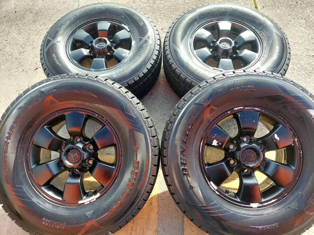 トヨタ ハイラックスサーフ純正 7J-16インチ ET30 139.7-6H 後塗りブラック ダンロップ ウィンターマックスSJ8 275/70R16 2016年製