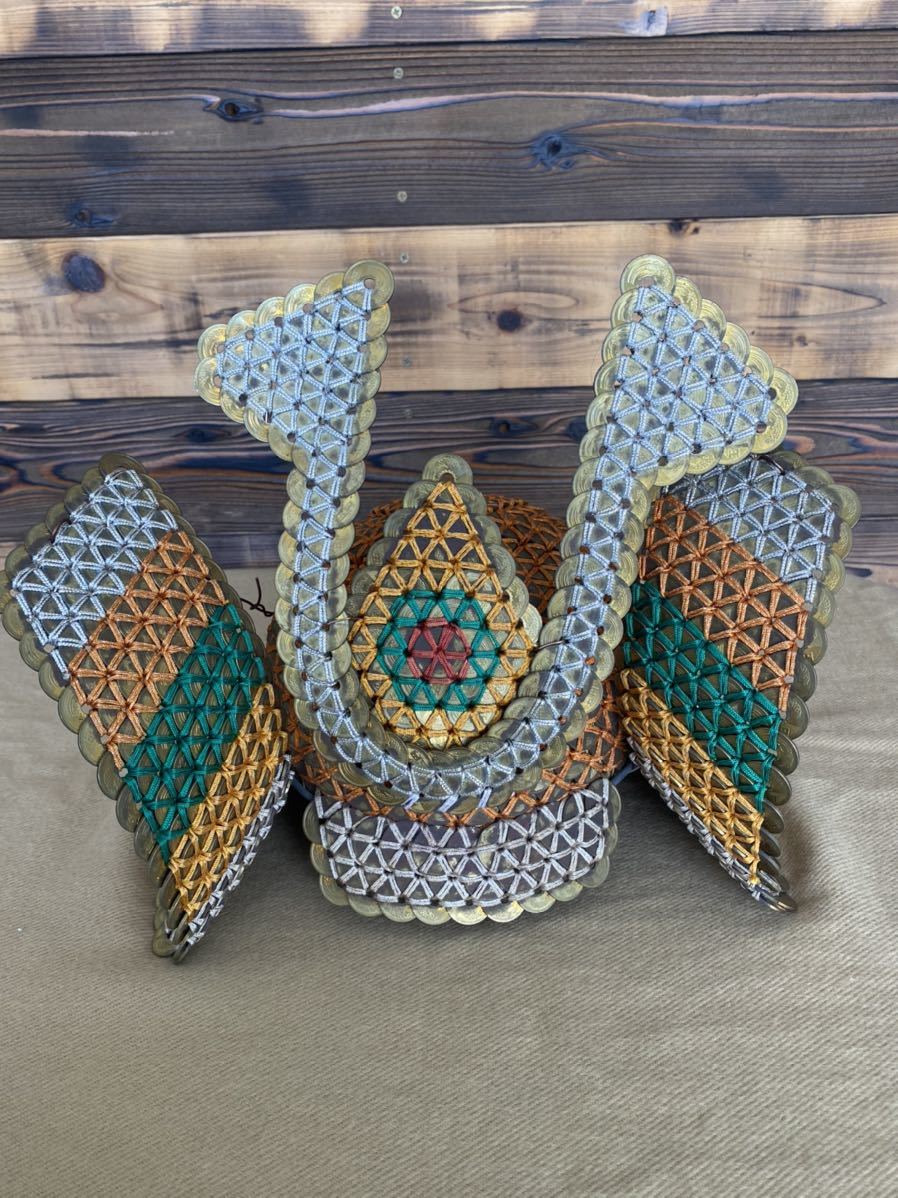 五円玉 兜 コイン アート 縁起物 置物 硬貨 古美術 ハンドメイド 開運 金運 5