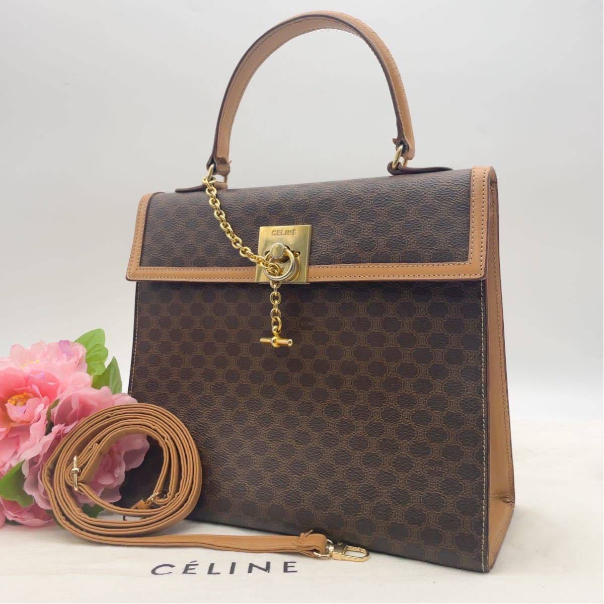 ⭐️【美品】CELINE セリーヌ マカダム柄 ガンチーニ金具 ハンドバッグ 極美品1円 セリーヌ CELINE ハンドバッグ ガンチーニ 金具 マカダム
